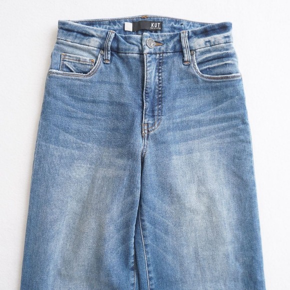 KUT From The Kloth Womens Meg Fab AB Wide Leg High Rise Jeans Size 10 Blue Denim - Picture 2 of 11